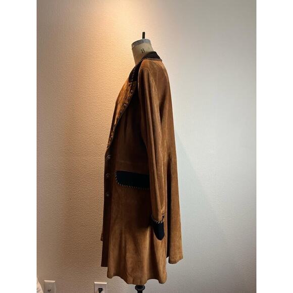 morris kaye and sons, Brown Leather Suede Coat, M - Picture 4 of 7